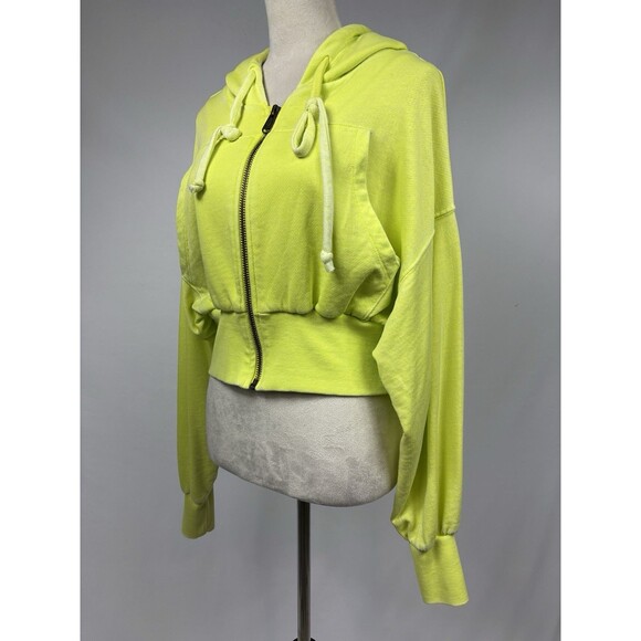 FP Movement Free People Full Zip Up Hoodie Fluorescent Neon Green Lime Small - Picture 10 of 10
